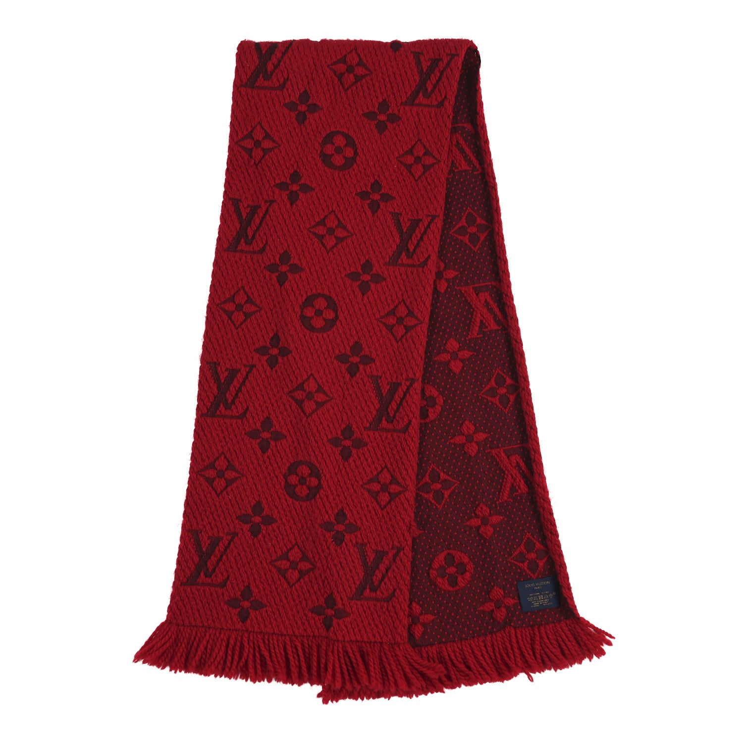 Louis Vuitton Wool Silk Logomania Scarf Rubis 2 of 3