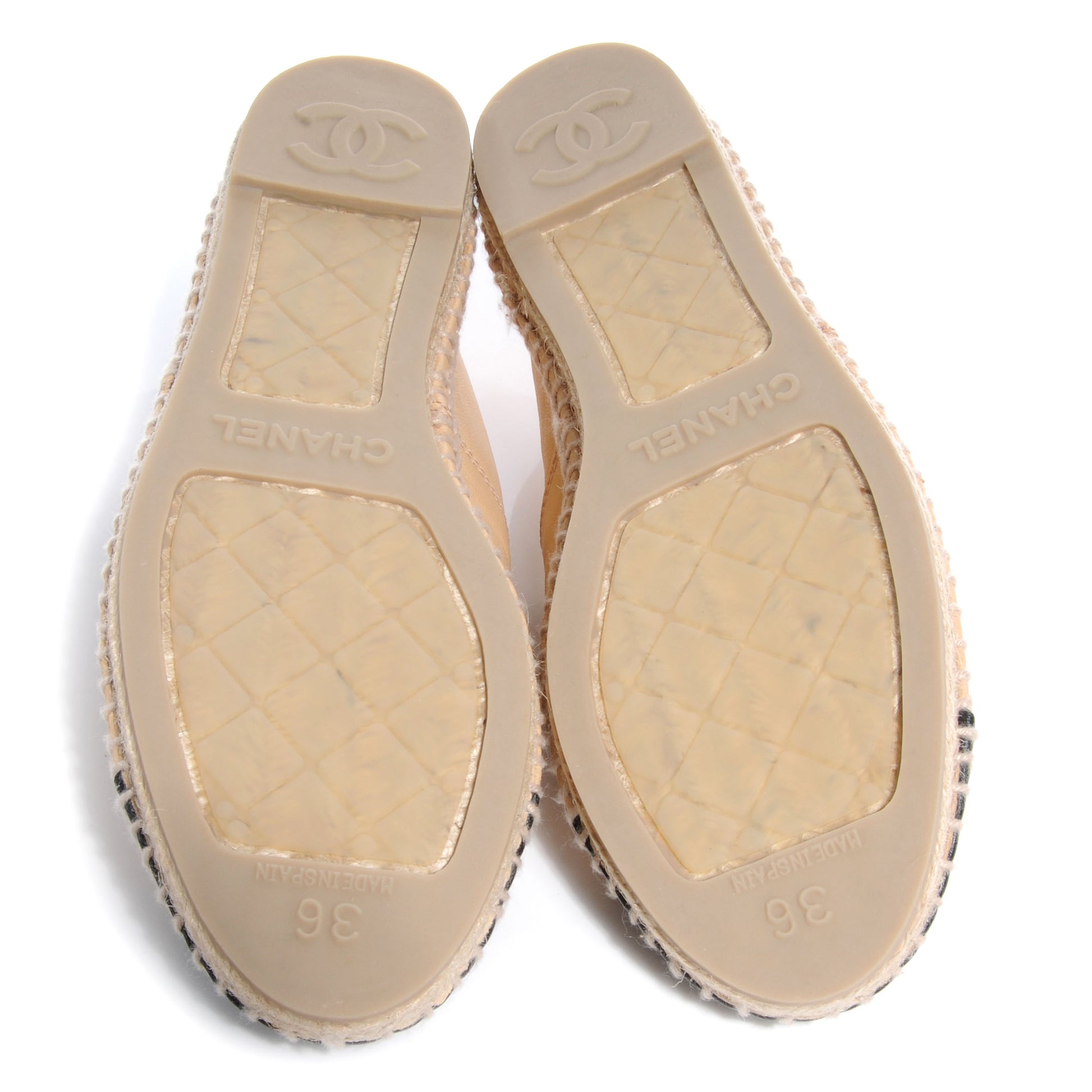 Chanel Lambskin Espadrilles Beige Black 36 4 of 5