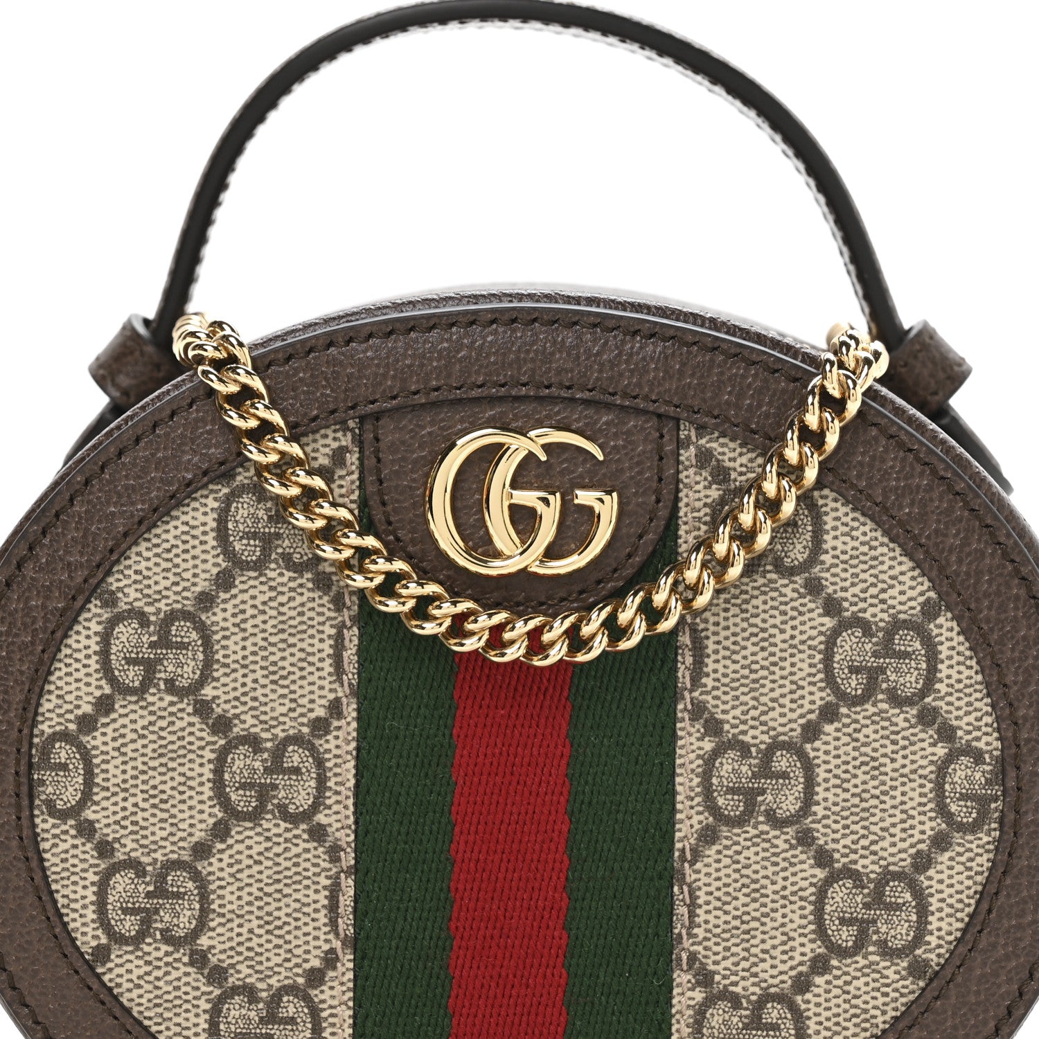 Gucci GG Supreme Monogram Top Handle Web Mini Ophidia Round Shoulder Bag Brown 8 of 11