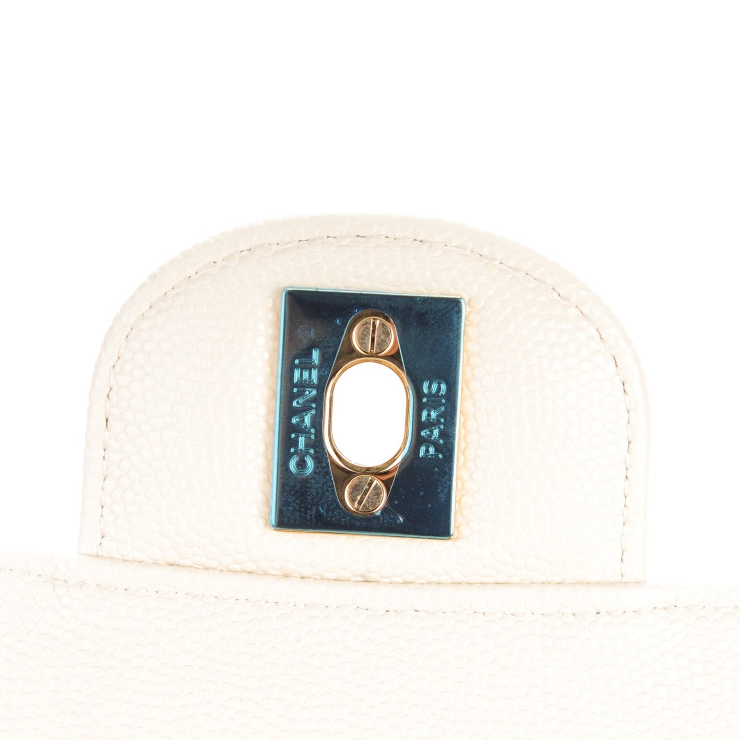 Caviar Quilted Mini Rectangular Flap White