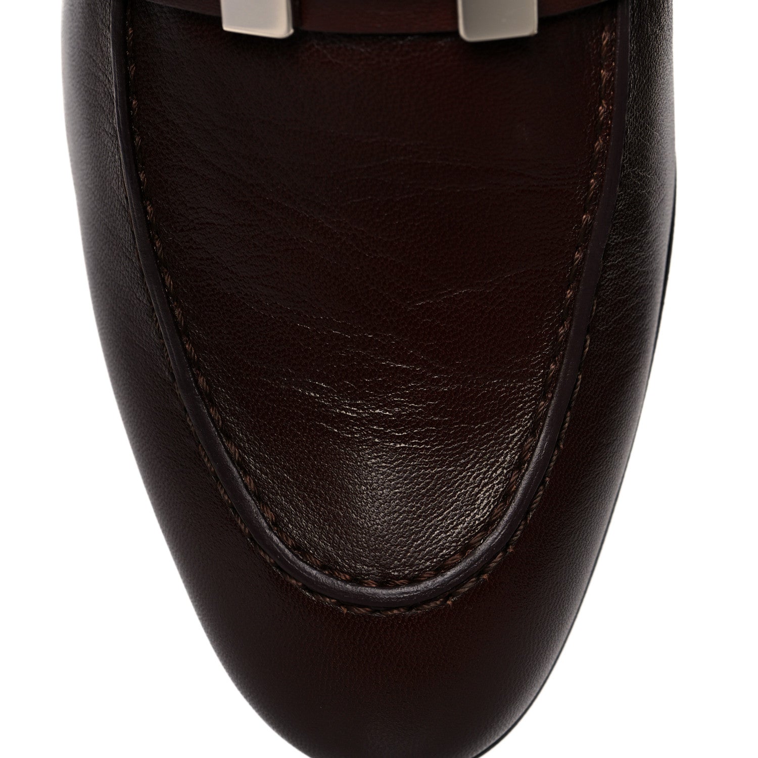 Hermes Goatskin Mens Paris Loafers 41 Marron Acajou 10 of 11