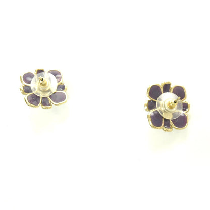 Chanel CC Flower Earrings Purple 3 of 4