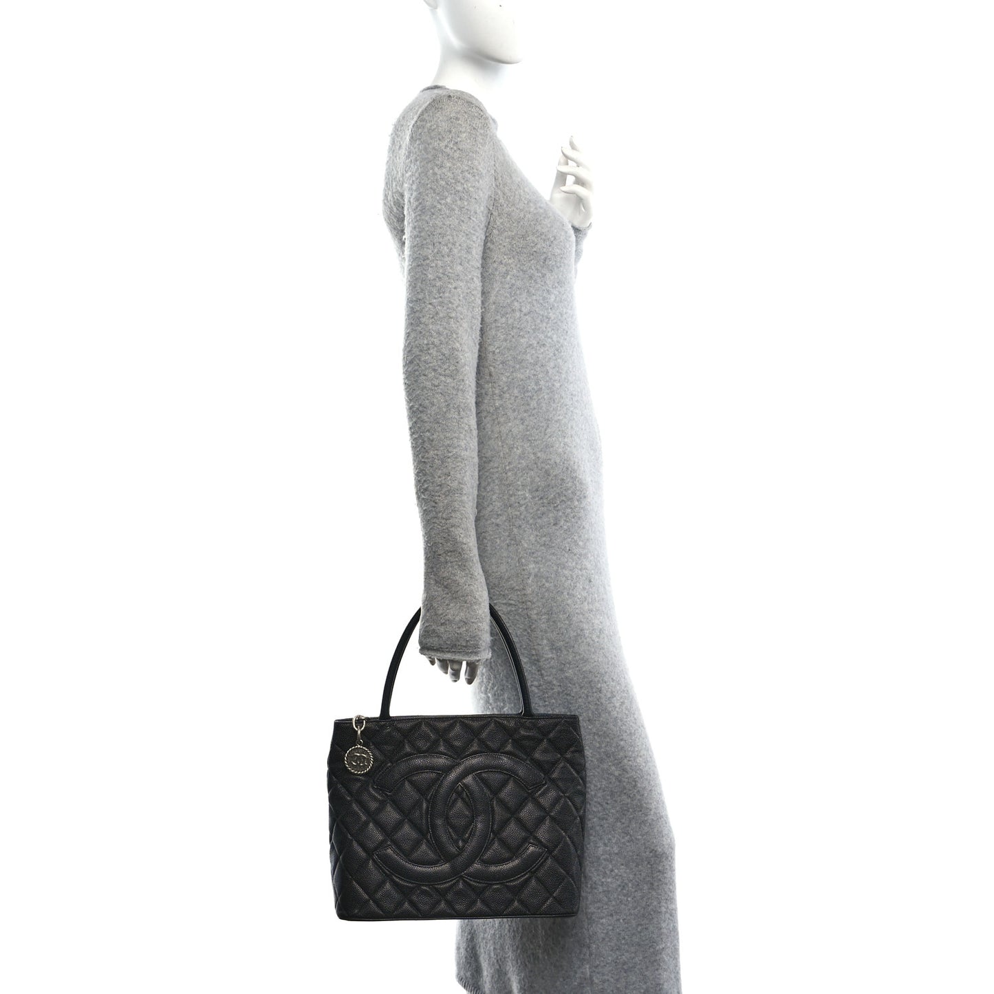 Caviar Quilted Medallion Tote Black