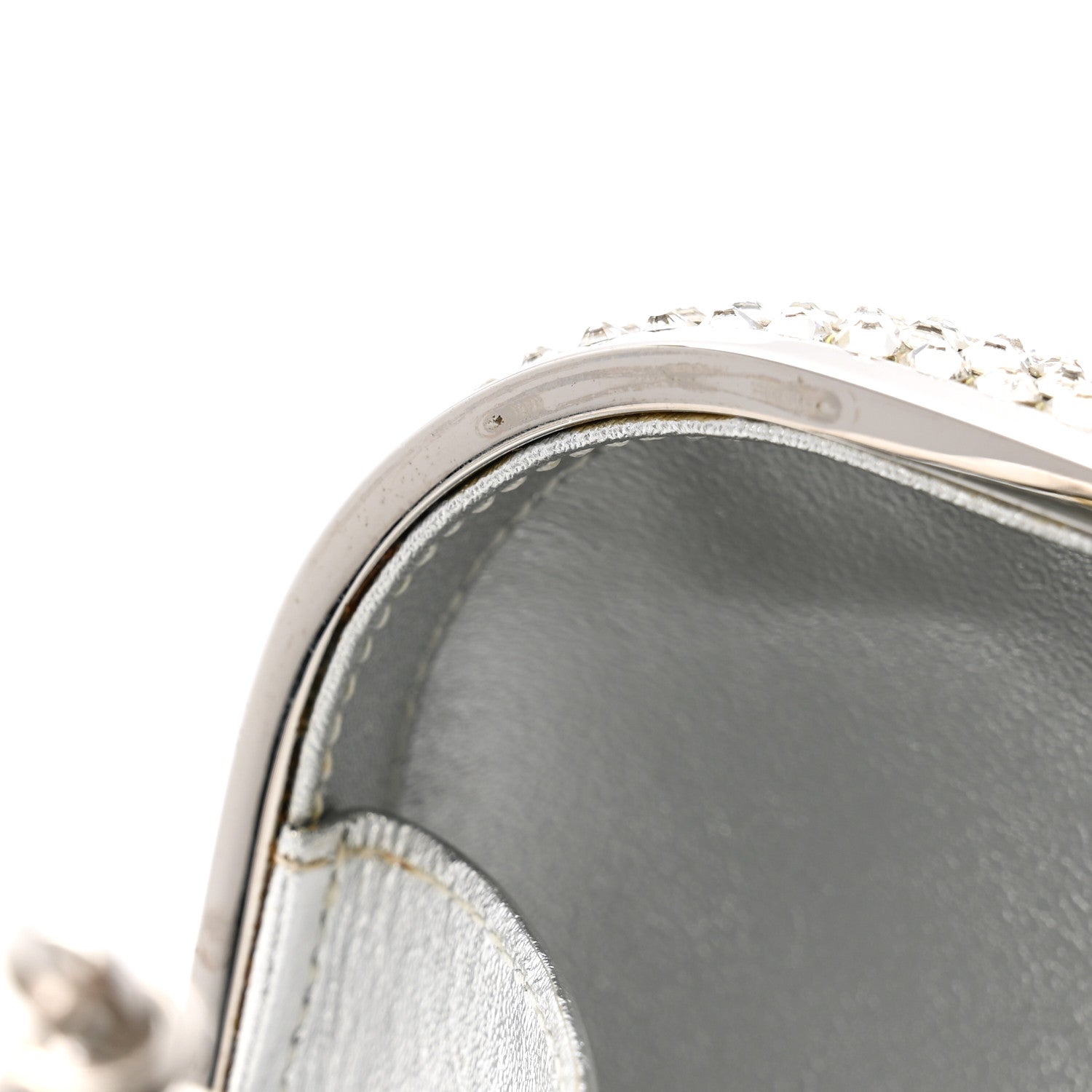 Judith Leiber Swarovski Crystal Minaudiere Clutch Silver 10 of 11