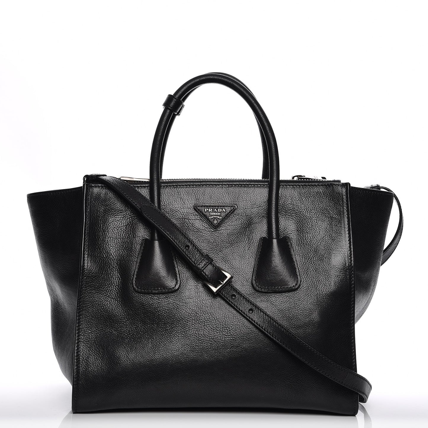 Glace Calf Twin Pocket Tote Nero Black