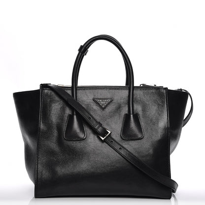 Prada Glace Calf Twin Pocket Tote Nero Black 1 of 8