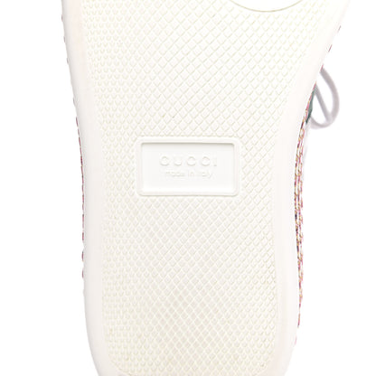 Gucci Laminated Nappa Crystal Web Bee Embroidered Trapuntata Womens Ace Platform Sneakers 36.5 Argento 8 of 8