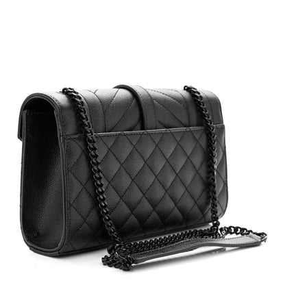 Saint Laurent Grain De Poudre Textured Mixed Matelasse Triquilt Small Monogram Monochrome Satchel Black 3 of 9