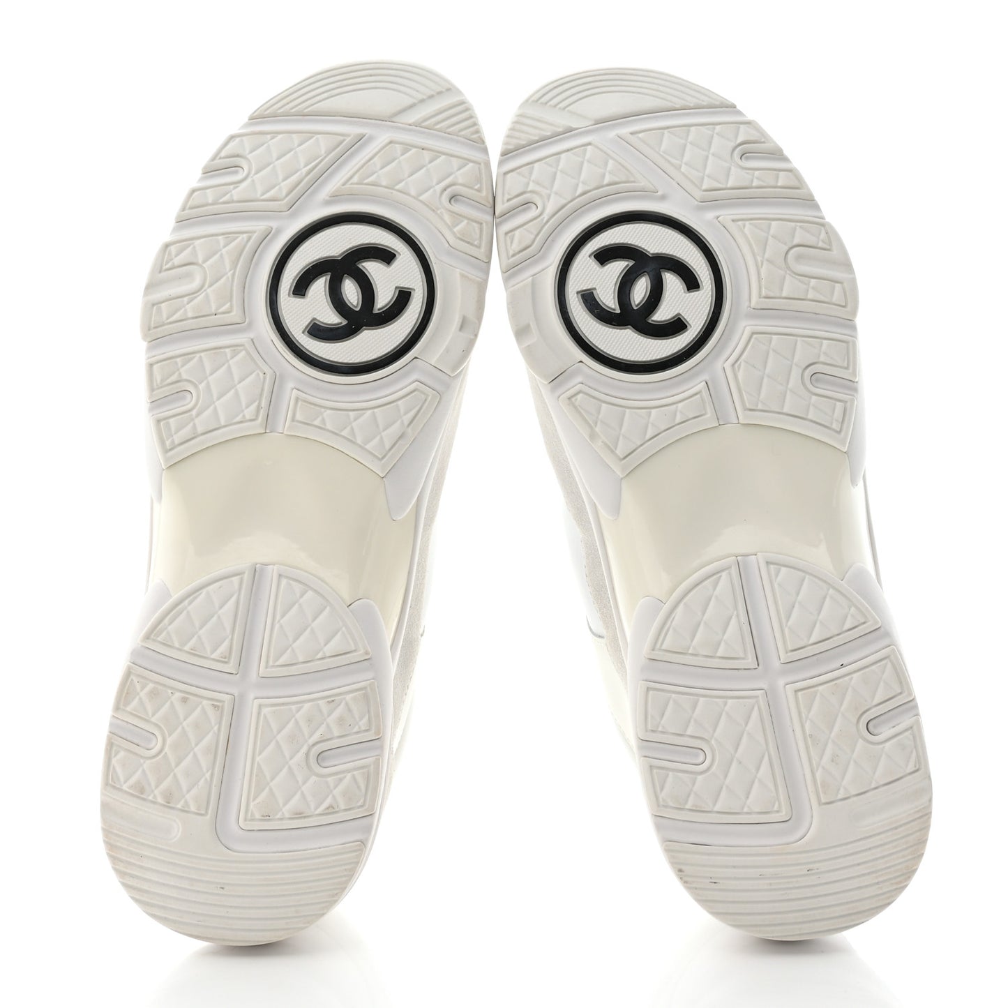 Suede Calfskin Fabric CC Sneakers 39.5 White