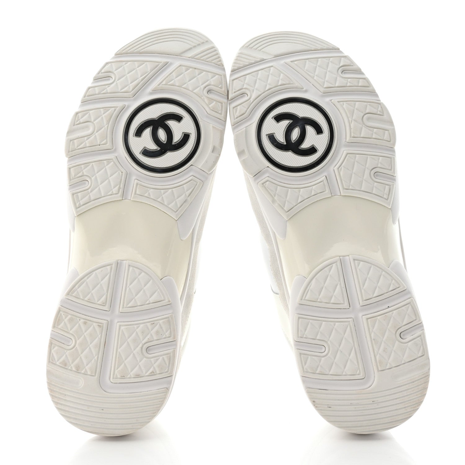 Chanel Suede Calfskin Fabric CC Sneakers 39.5 White 5 of 8