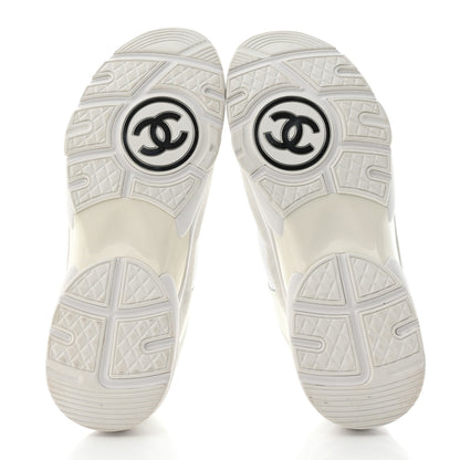 Chanel Suede Calfskin Fabric CC Sneakers 39.5 White 5 of 8