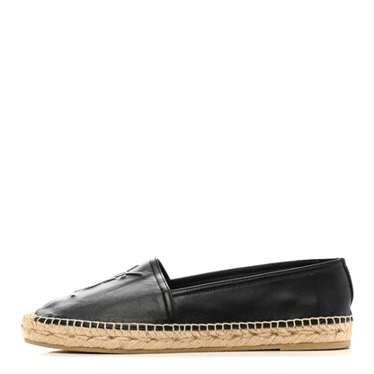 Saint Laurent Lambskin Monogram Espadrilles 38.5 Black 1 of 8