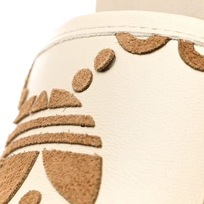 Gucci X ADIDAS Nappa Suede Monogram Jumbo GG Trefoil 75mm Slide Sandals 38 New Mystic White Sand 9 of 9