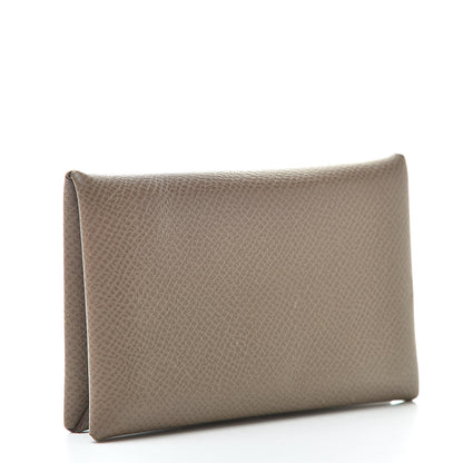 Hermes Epsom Calvi Card Case Etoupe 3 of 8