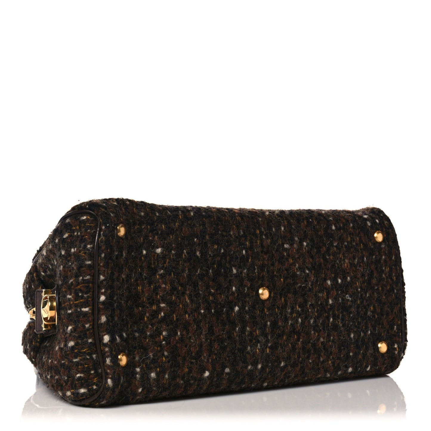 Tessuto Tweed Vitello Bowling Bag Cacao Knicker