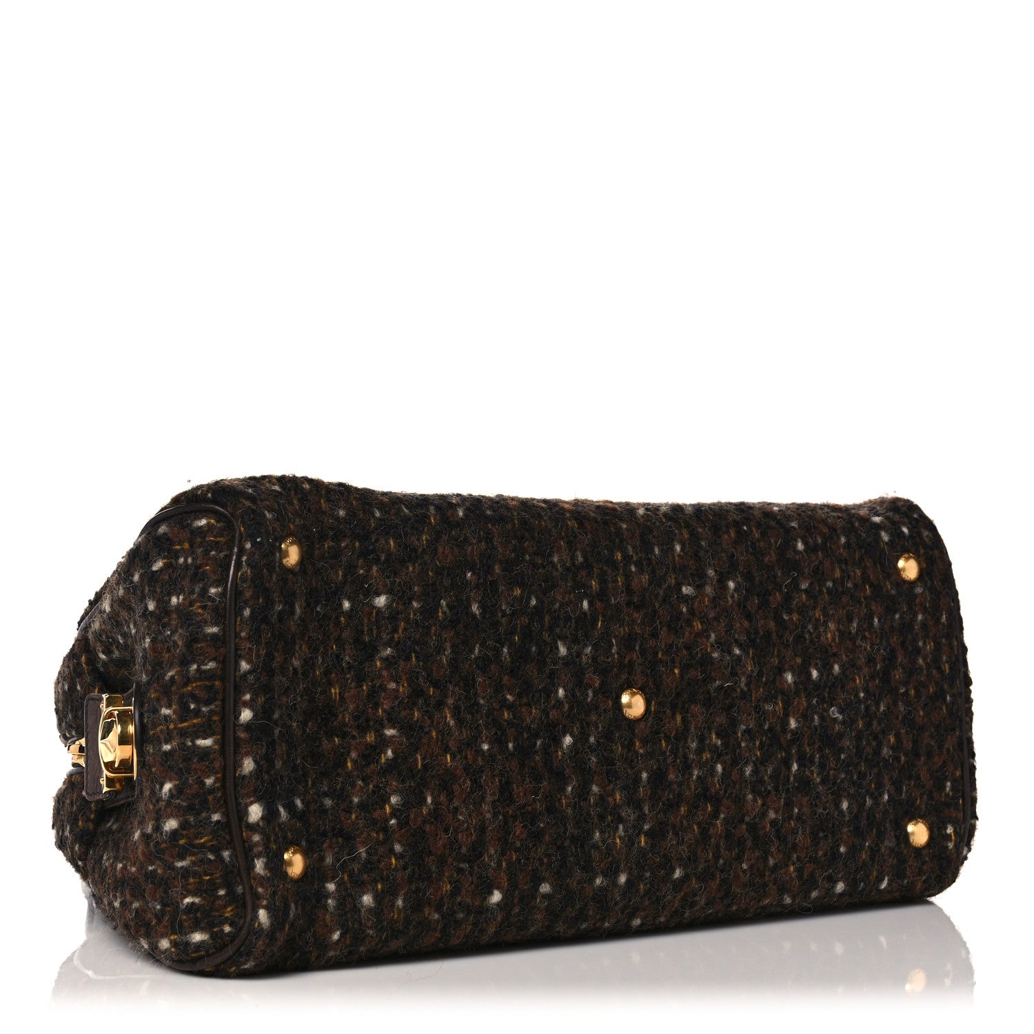 Prada Tessuto Tweed Vitello Bowling Bag Cacao Knicker 4 of 22