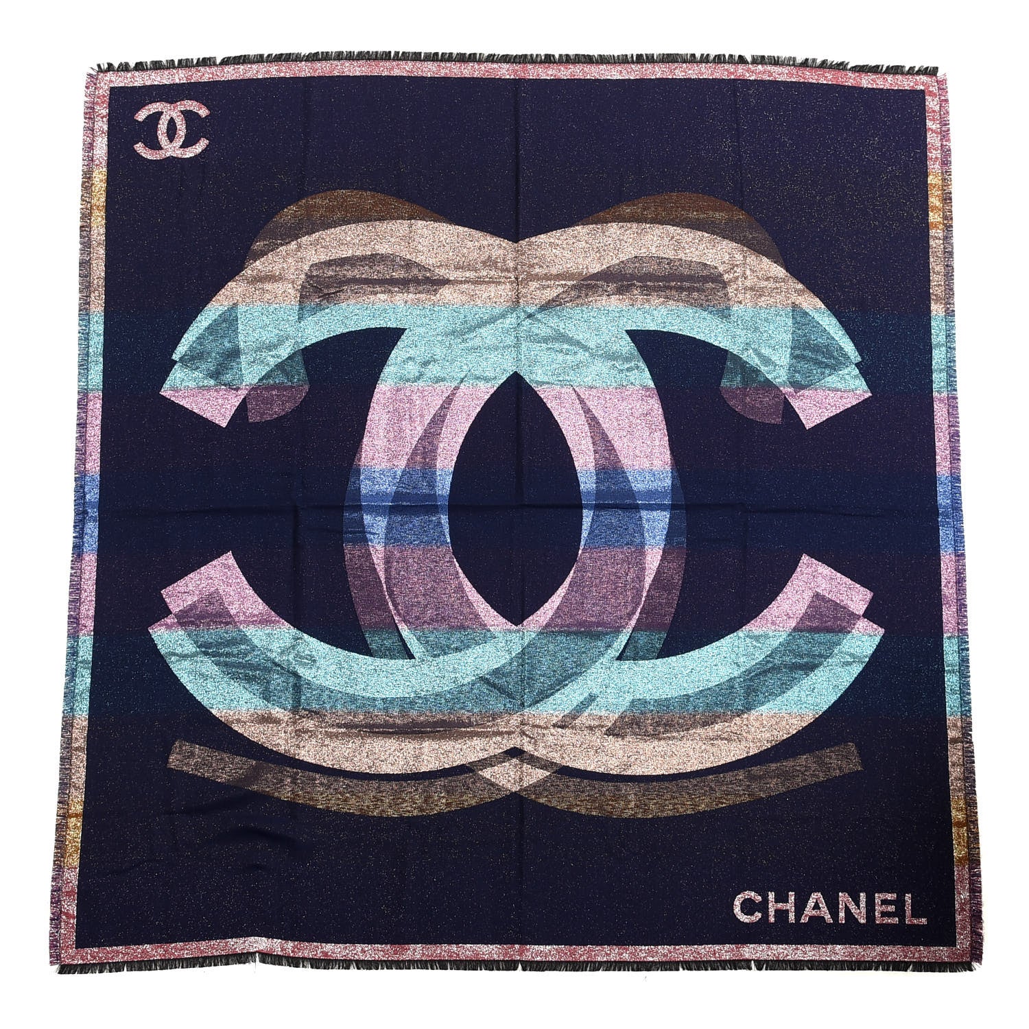 Chanel Cashmere Silk Blend Metallic CC Scarf Multicolor 1 of 3