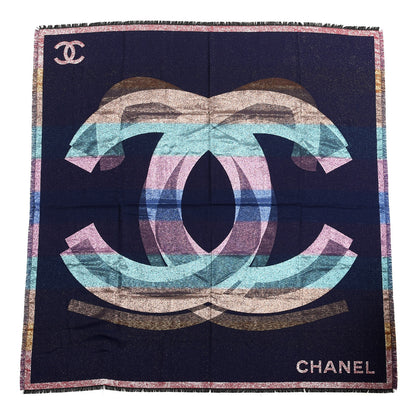 Chanel Cashmere Silk Blend Metallic CC Scarf Multicolor 1 of 3