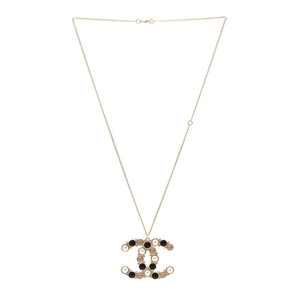 Chanel Crystal Pearl CC Chain Necklace Gold Black 3 of 7