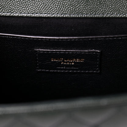 Saint Laurent Grain De Poudre Textured Mixed Matelasse Medium Triquilt Monogram Satchel Vert Fonce 7 of 10