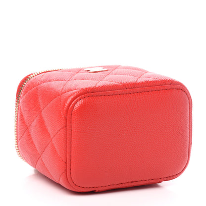 Chanel Caviar Quilted Mini Vanity Case With Chain Red 4 of 11