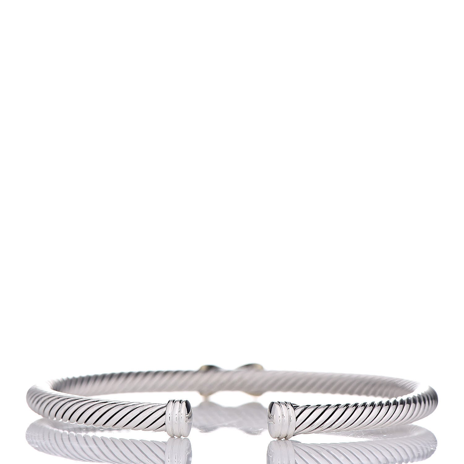 David Yurman Sterling Silver 18K Yellow Gold 4mm X Station Cable Bracelet 3 of 4