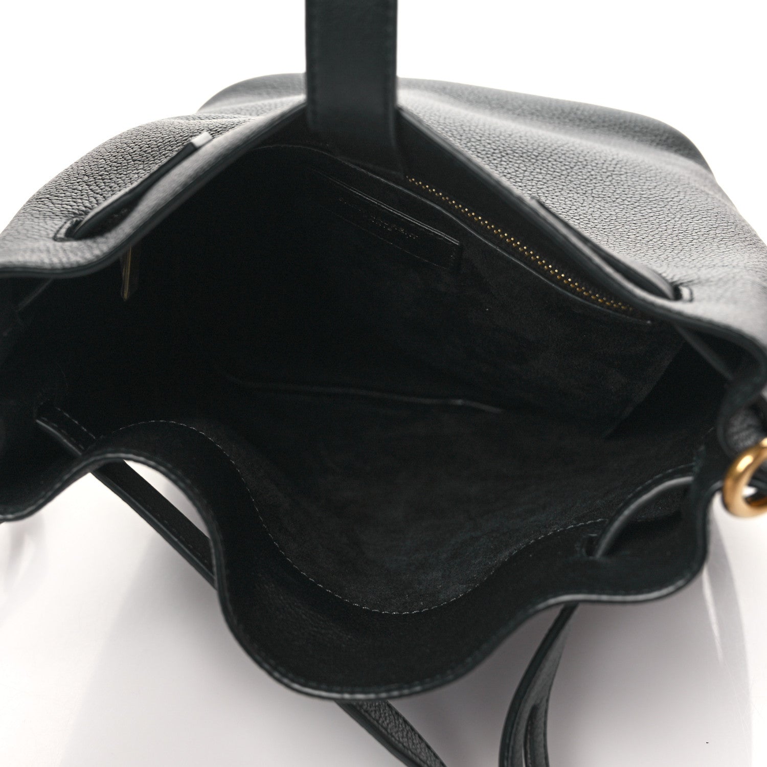 Saint Laurent Grained Calfskin Boucle Bucket Bag Black 4 of 8