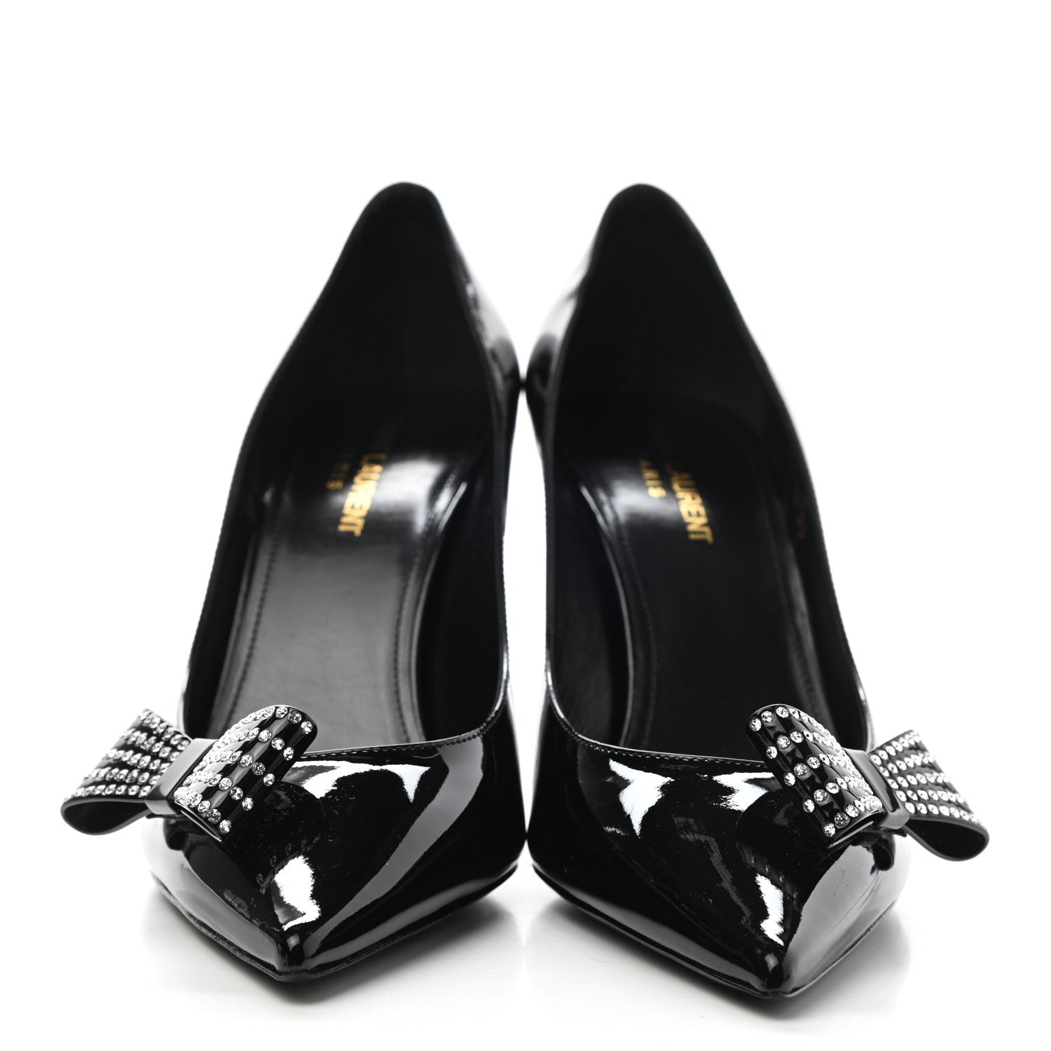 Saint Laurent Patent Calfskin Zoe Bow 85 Pumps 39 Black 2 of 11