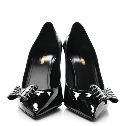 Saint Laurent Patent Calfskin Zoe Bow 85 Pumps 39 Black 2 of 11