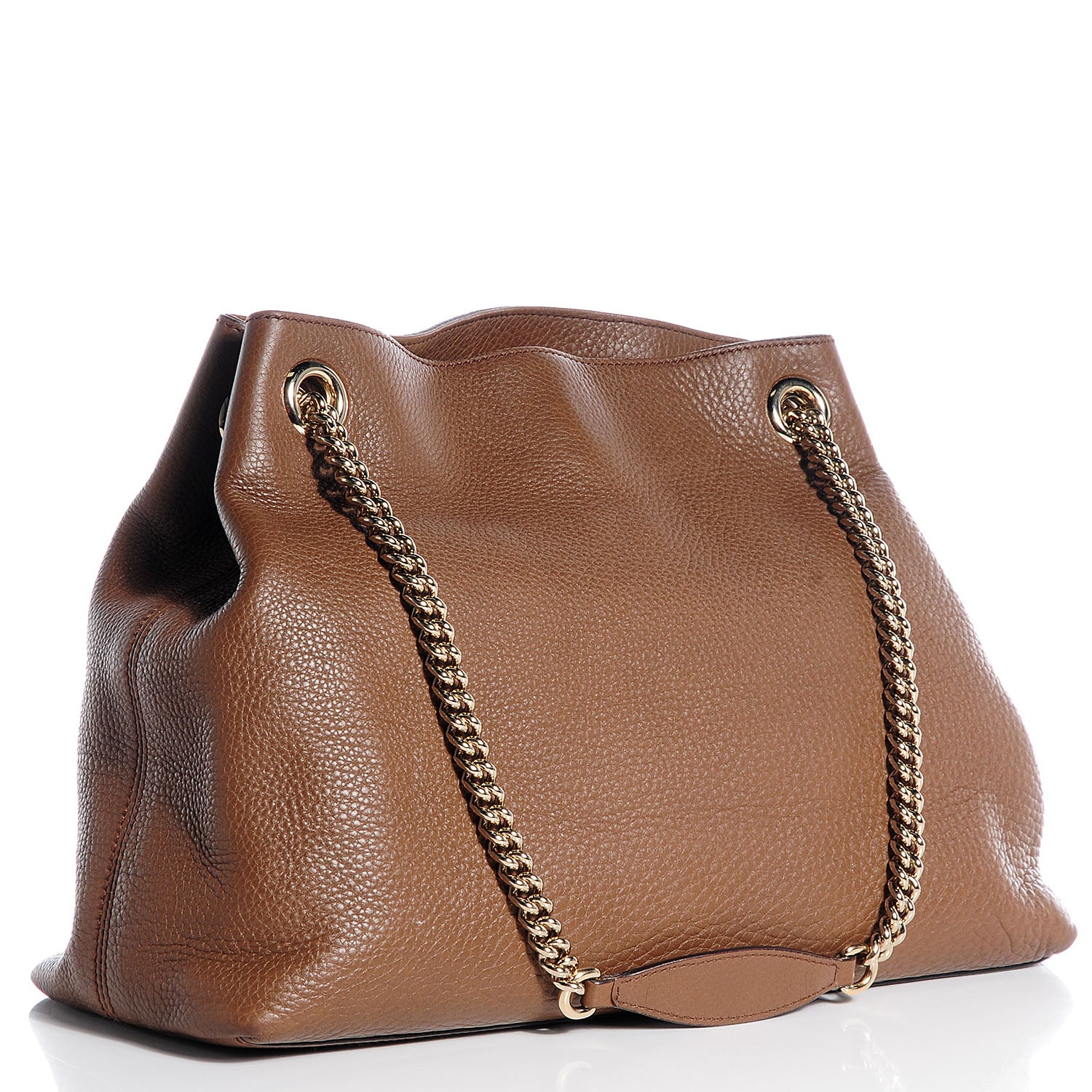 Gucci Pebbled Calfskin Medium Soho Chain Shoulder Bag Maple Brown 3 of 7