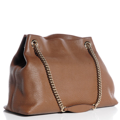 Gucci Pebbled Calfskin Medium Soho Chain Shoulder Bag Maple Brown 3 of 7