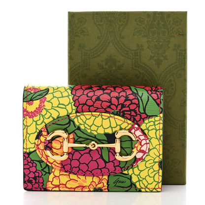 Gucci X KEN SCOTT Textured Calfskin Pomponica Print Horsebit 1955 Card Case Wallet Multicolor Fuxia Pompom 8 of 8