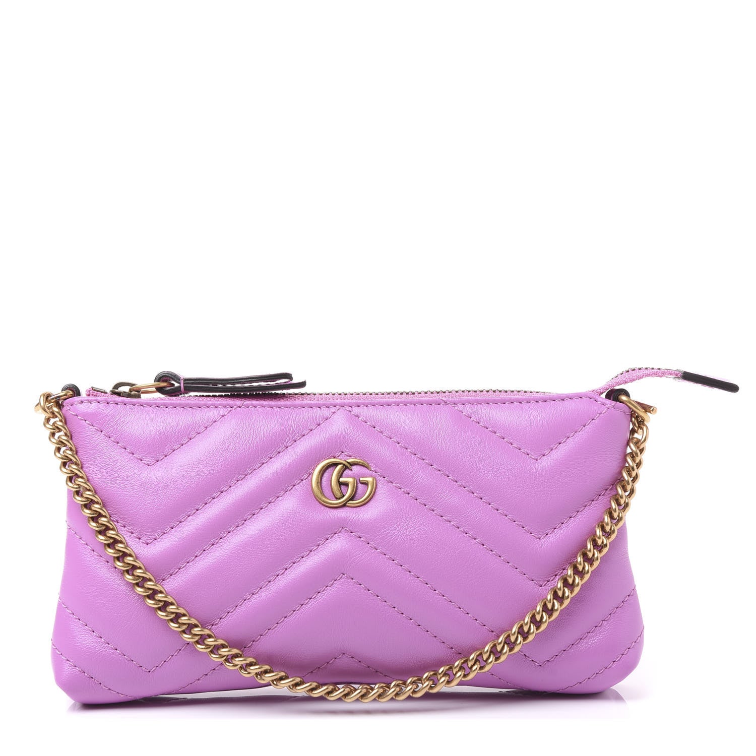 Gucci Calfskin Matelasse Mini GG Marmont Chain Bag Candy Mousse 1 of 9