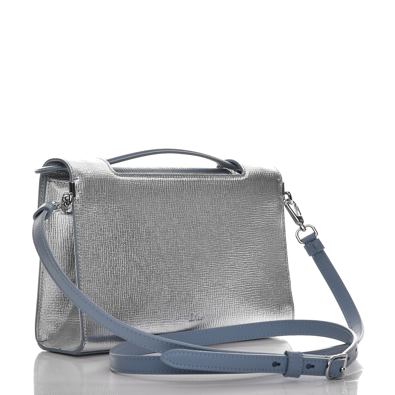 Christian Dior Metallic Grained Calfskin Diorever Clutch Silver 3 of 7