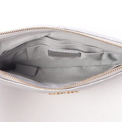 Chanel Shiny Goatskin Quilted Small Chanel 19 Pouch Silver 6 of 9