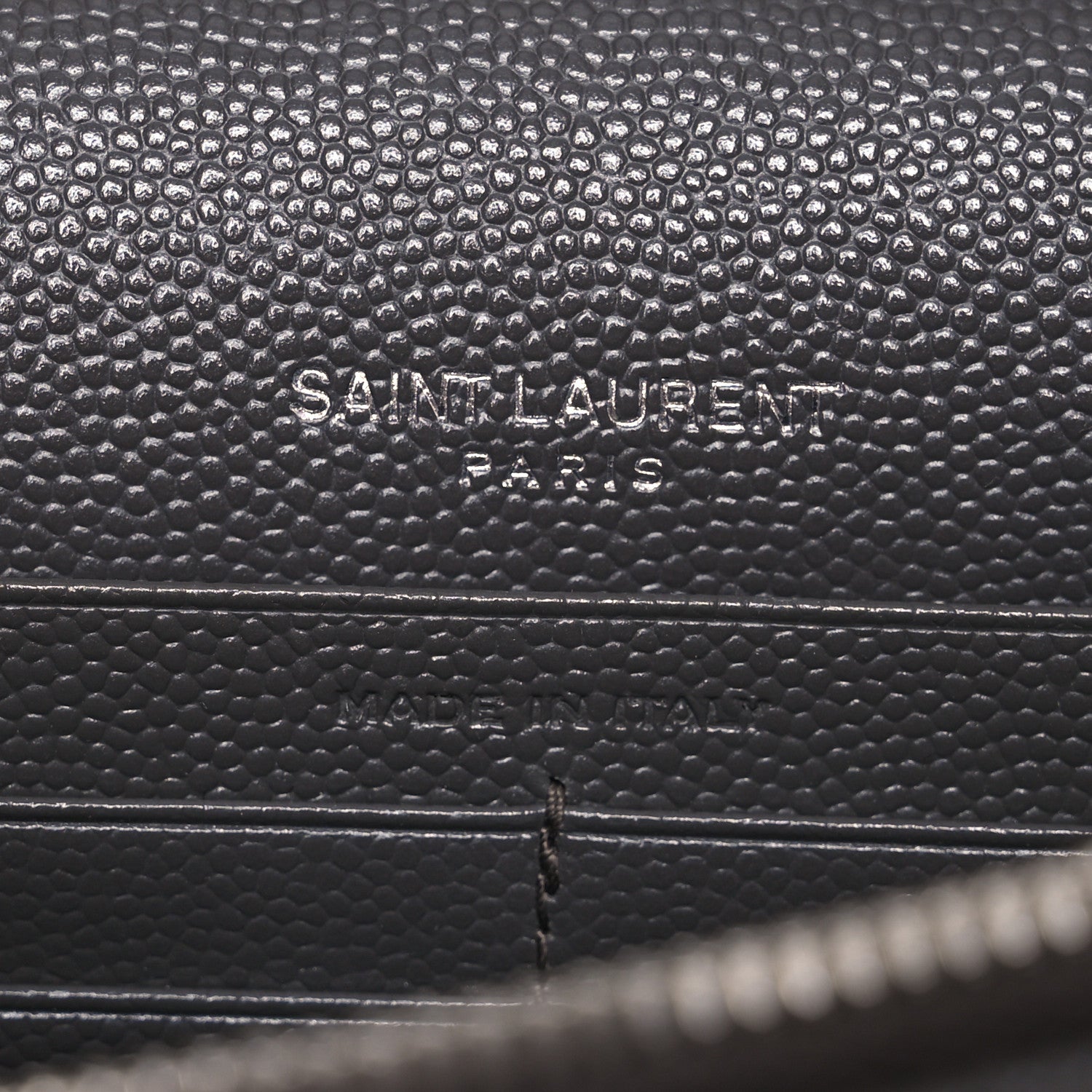 Saint Laurent Grain De Poudre Matelasse Chevron Monogram Envelope Chain Wallet Coal 7 of 17