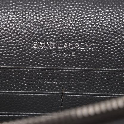 Saint Laurent Grain De Poudre Matelasse Chevron Monogram Envelope Chain Wallet Coal 7 of 17