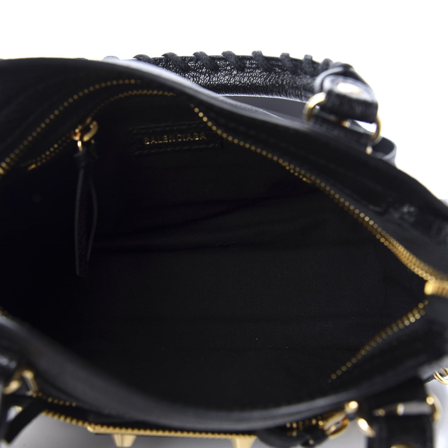 Chevre Gold Metallic Edge Hardware Mini City Black