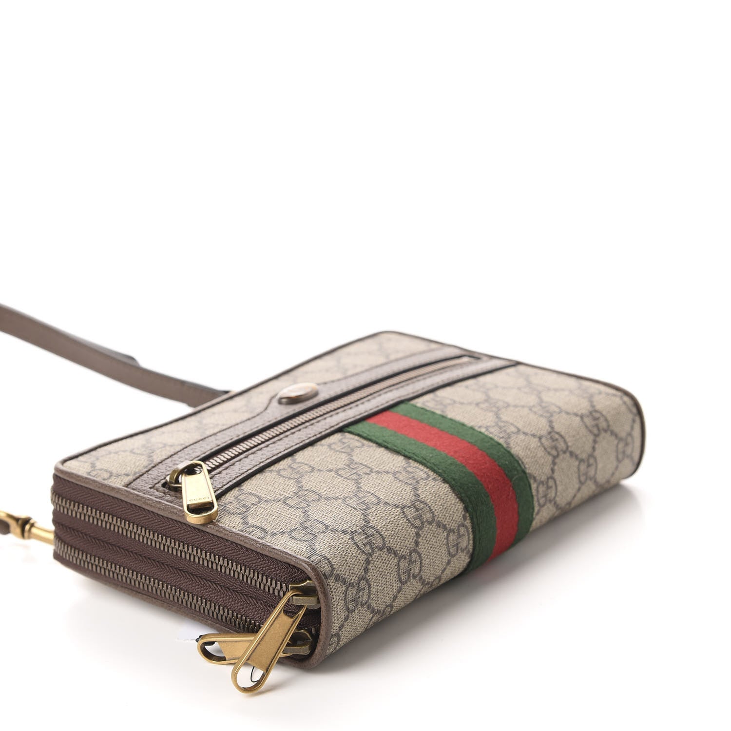 Gucci GG Supreme Monogram Web Ophidia Double Zip Shoulder Bag Beige New Acero 4 of 10