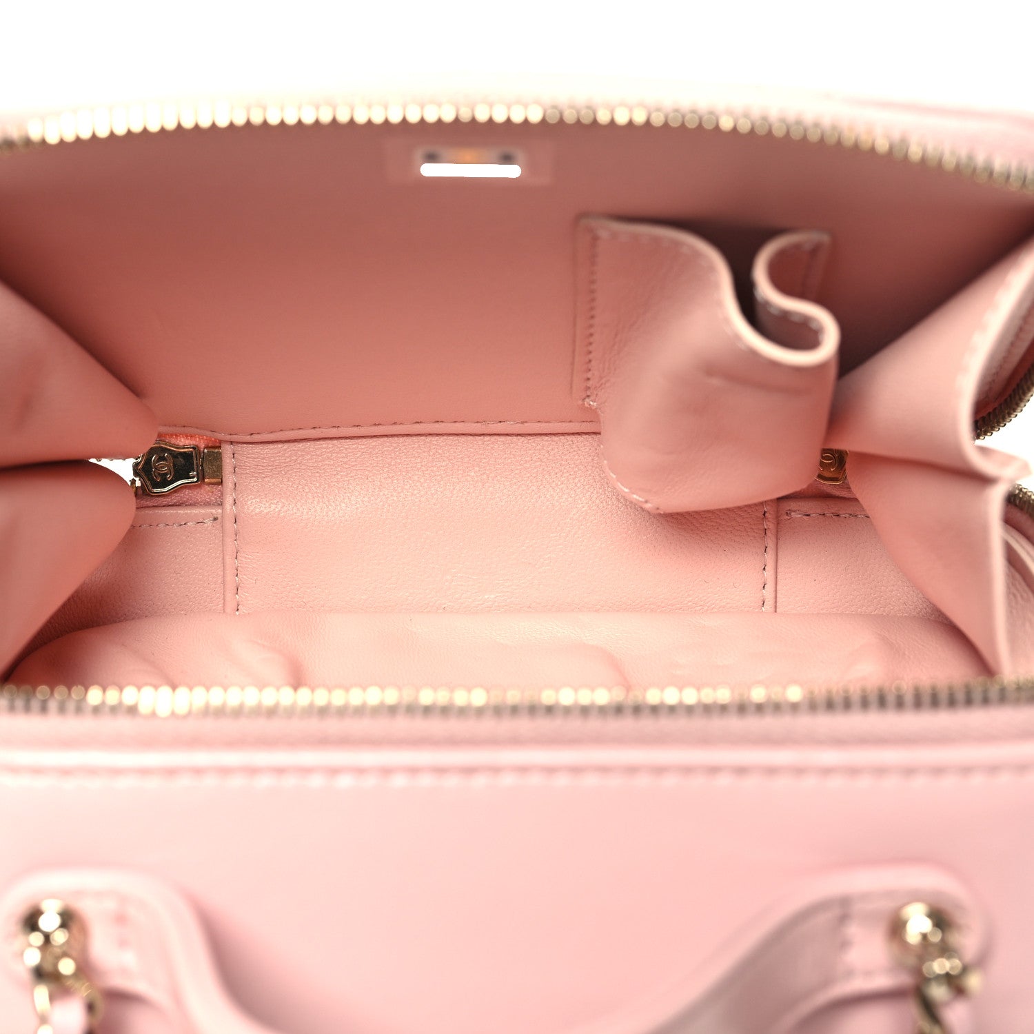 Chanel Glazed Calfskin Quilted Small Top Handle Vanity Case Light Pink 6 of 11