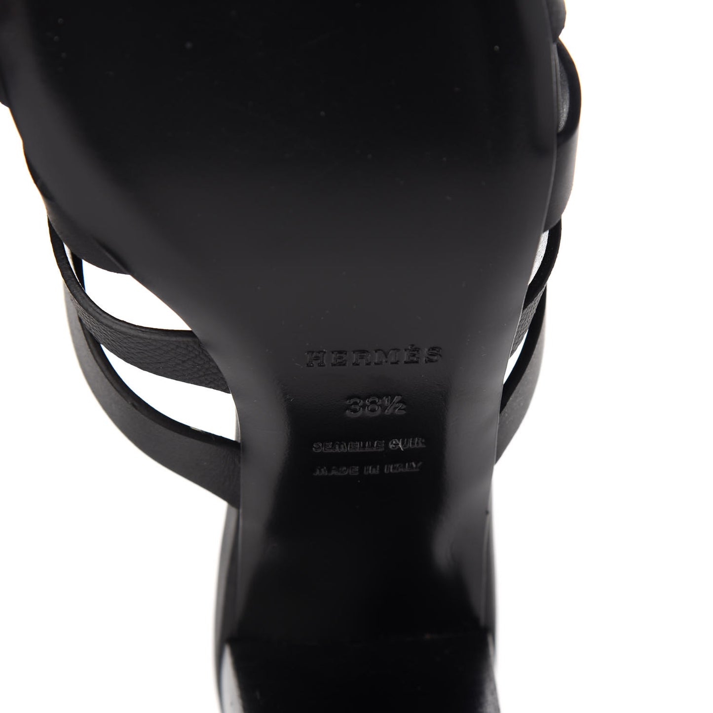 Calfskin Epsom Amica Sandals 38.5 Black