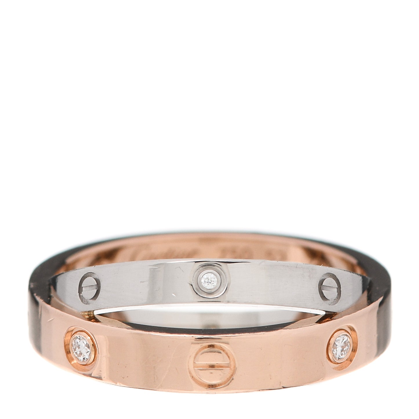 18K Pink White Gold 6 Diamond LOVE Ring 52 6