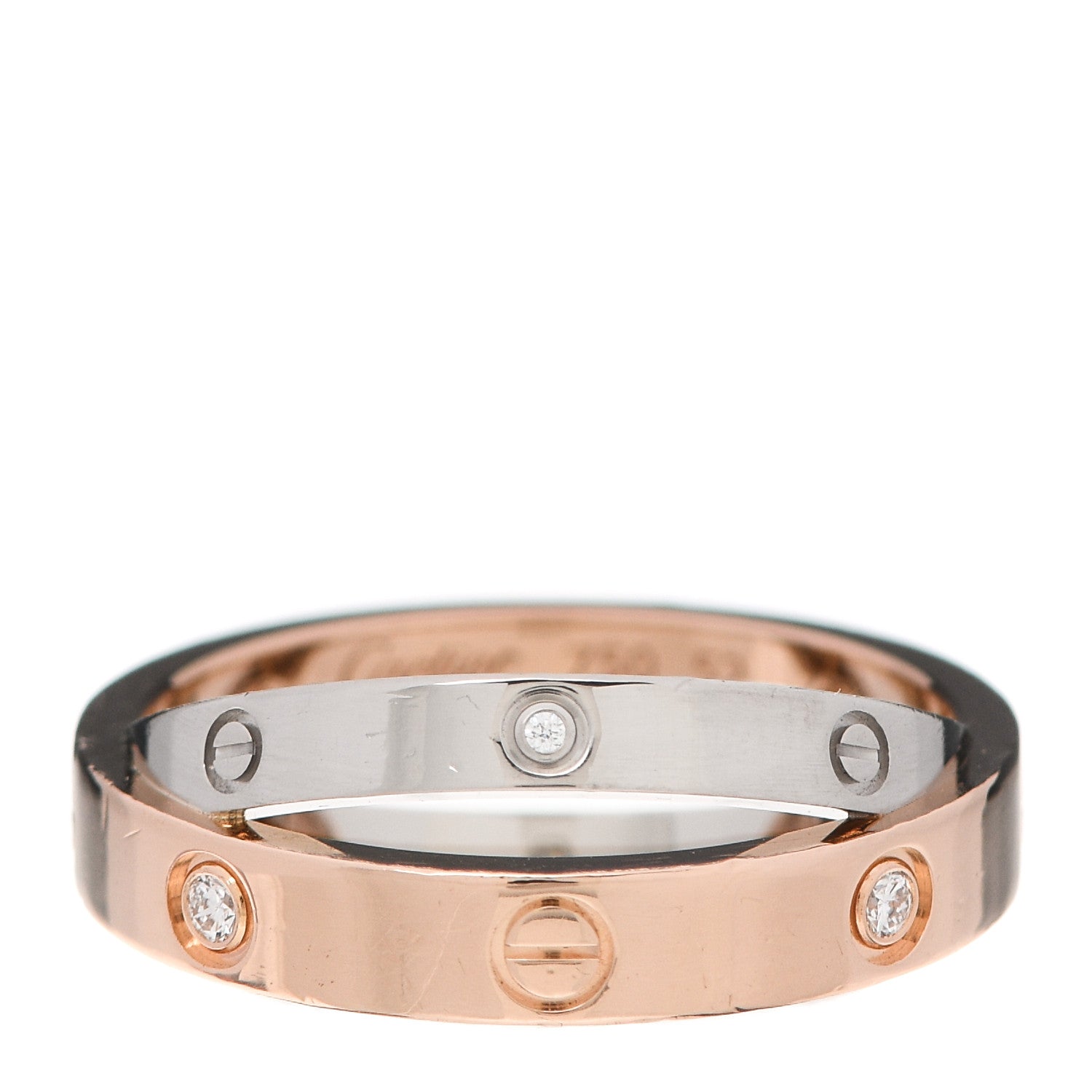 Cartier 18K Pink White Gold 6 Diamond LOVE Ring 52 6 3 of 5