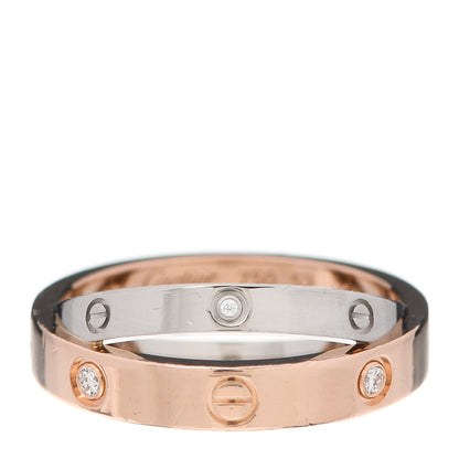 Cartier 18K Pink White Gold 6 Diamond LOVE Ring 52 6 3 of 5