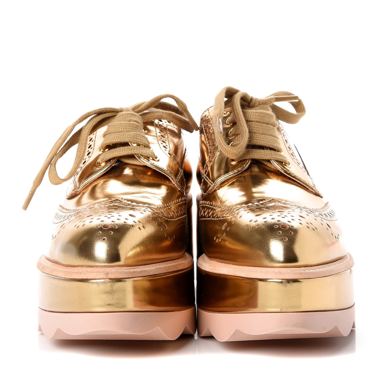 Metallic Calfskin Platform Oxfords Gold