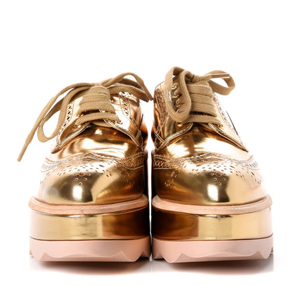Prada Metallic Calfskin Platform Oxfords Gold 2 of 10