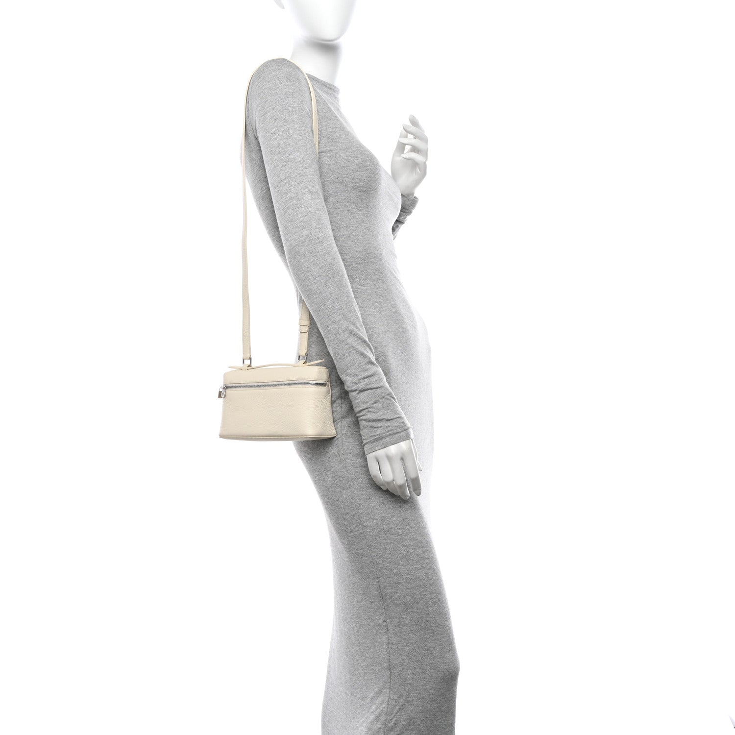 Loro Piana Grained Calfskin L19 Extra Pocket Pouch Whisper White 2 of 9