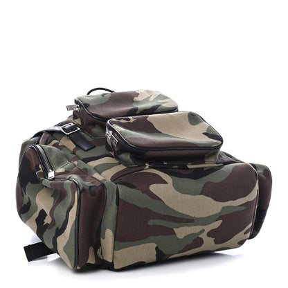 Saint Laurent Canvas Calfskin Camouflage Utilitarian Backpack Kaki Black 4 of 9