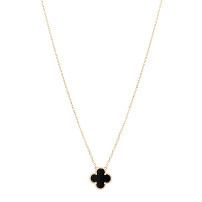 Van Cleef & Arpels 18K Yellow Gold Black Onyx Vintage Alhambra Pendant Necklace 1 of 5