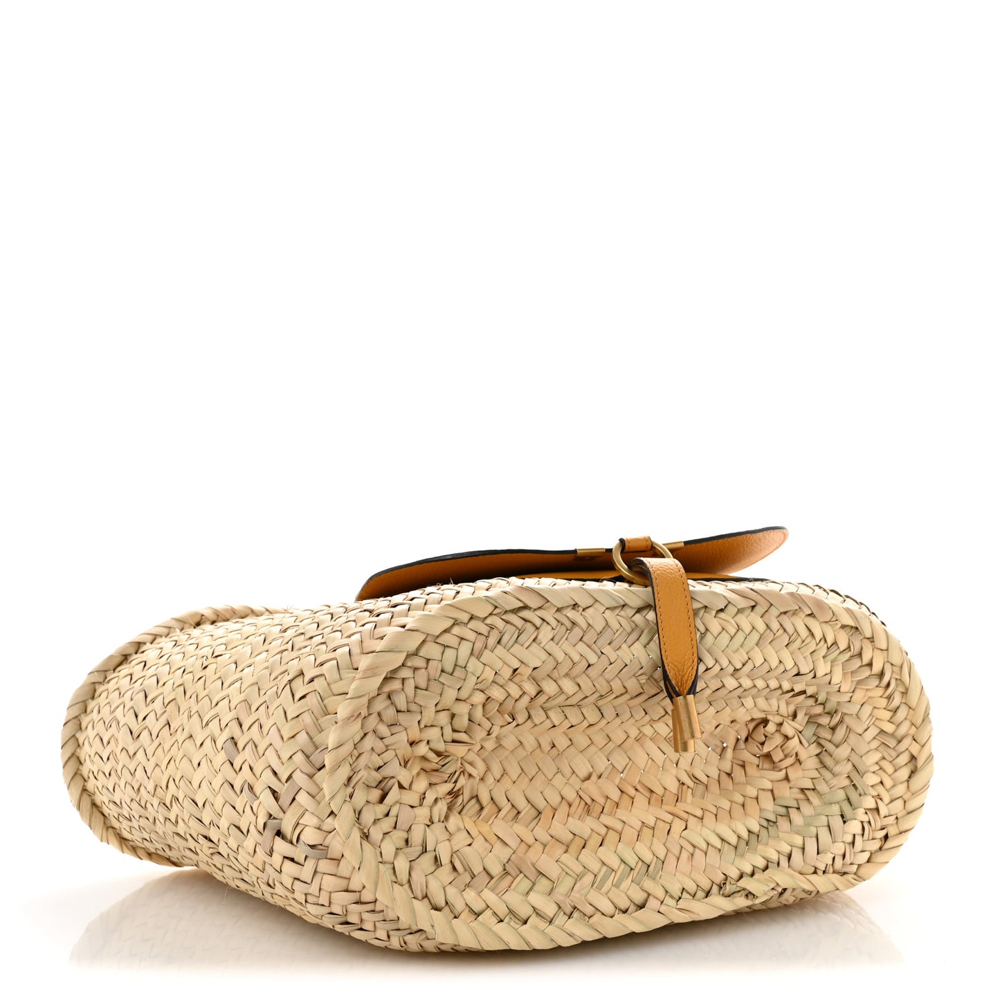 Raffia Small Grain Calfskin Medium Marcie Basket Yellow